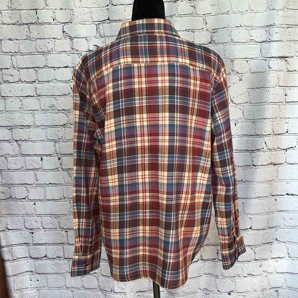 Chaps Women’s Petite Blue Cream Red Plaid Embroidered ButtonUp Western Sz XL EUC - Picture 3 of 11